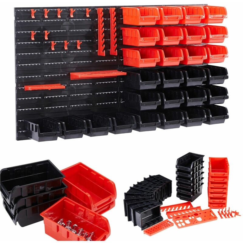 

AREBOS Estante de pared con cajas apilables juego de 46 - rojo