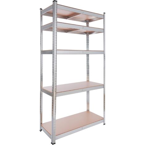 AREBOS Étagère Charge Lourde Étagère Rangement 90 x 40 x 180 cm Capacité de Charge jusqu'à 875 kg Système d'emboîtage - Argenté/Marron