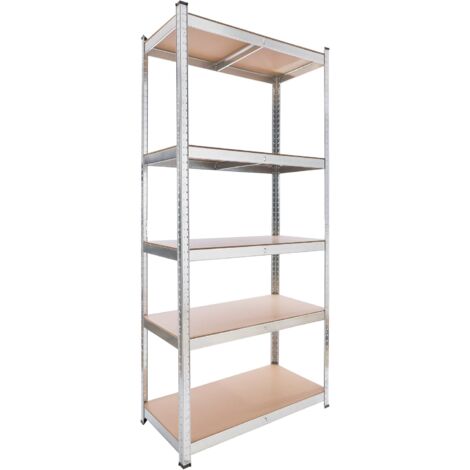 AREBOS Étagère Charge Lourde Rangement 1000 kg 200 x 90 x 45 cm 5 étagères Métal galvanisé - Argenté/Marron