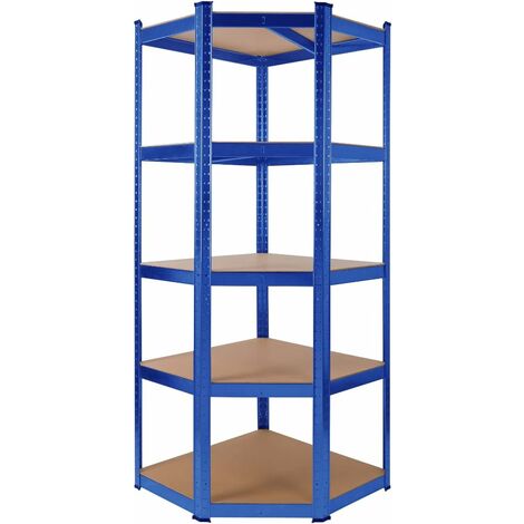 Arebos – Étagère d'angle 180x70x70 cm – Charge maximale 875 kg – 5 étagères en acier et MDF – Montage rapide sans outils