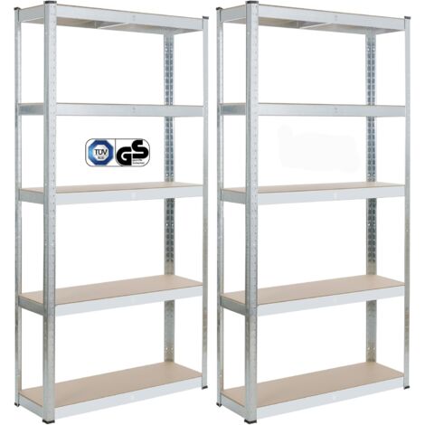 Arebos – Étagère de stockage 5 niveaux 875 kg – Acier zingué et MDF ignifuge – Dimensions 180 x 90 x 30 cm – Système d'emboîtement sans outils - SOL 180 X