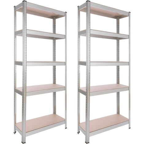 Arebos – Étagère de stockage 2x 350kg – Acier zingué – Dimensions 180 x 75 x 30 cm – Montage sans outils – Pour garages et caves - SOL 180 X