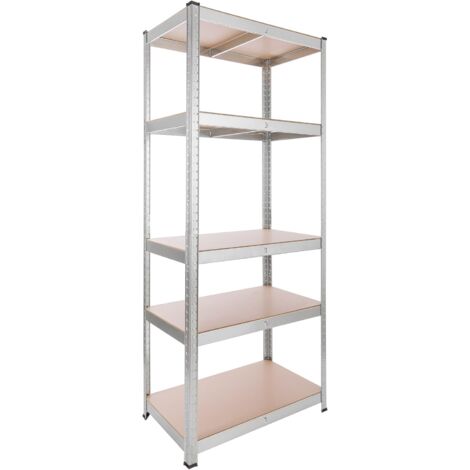 Arebos – Étagère charge lourde 875 kg – Dimensions 180 x 75 x 45 cm – 5 étagères réglables en hauteur – Métal galvanisé et MDF extra solide