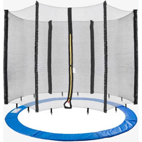 Arebos – Filet de protection pour trampoline 305 cm – Hauteur 180 cm – Mousse EPE 20 mm – PVC résistant aux UV – Pour 6 barres de filet – Couleur bleu