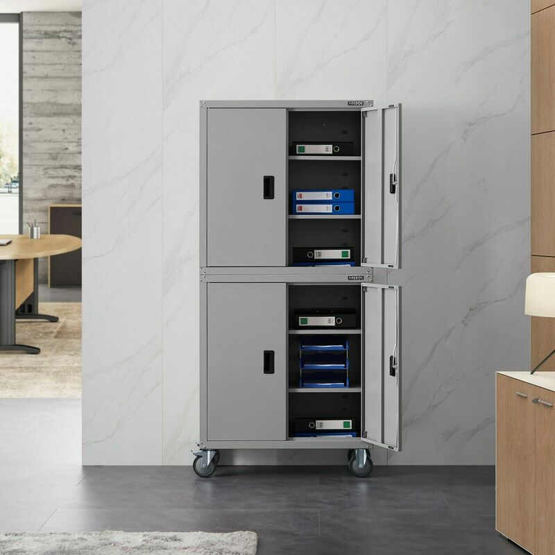 Filing Cabinet Office Cabinet Material Cabinet With Wheels Grey - grey - Arebos