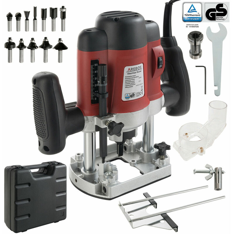 

Fresadora Electrica Profesional 1200W Caja 12 Fresas - rojo - Arebos