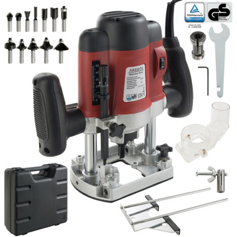 AREBOS Fresadora Electrica Profesional 1200W Caja 12 Fresas