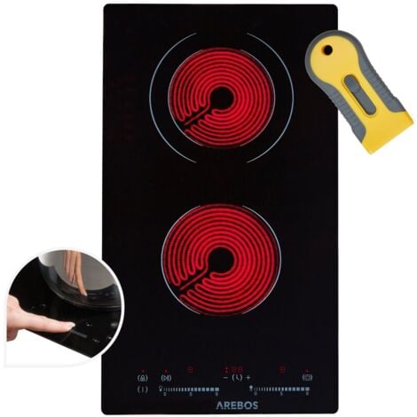 AREBOS Glaskeramikkochfeld 2 Platten Einbau autarkes Kochfeld 3200 W 30cm Sensor Touch Display 16 Heizstufen Kindersicherung Timer, überhitzungsschutz Autoabschaltung