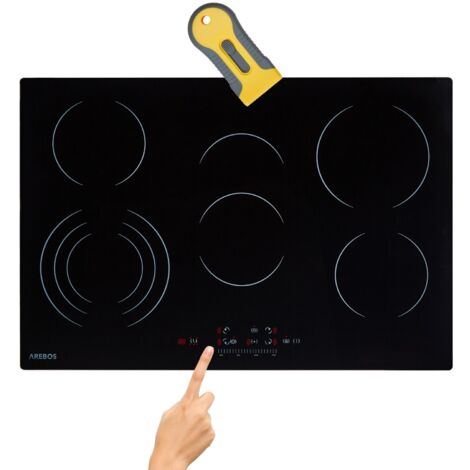 AREBOS ® Glaskeramikkochfeld Glaskeramik autark Kochfeld 5 Kochzonen 77 cm