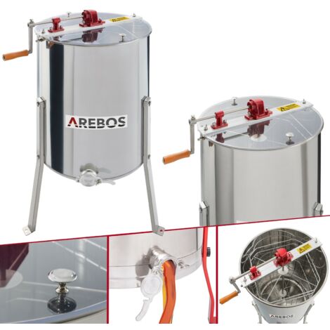 AREBOS Honeycomb spinner Manual honey extractor 4-comb spinner 4-frame extractor