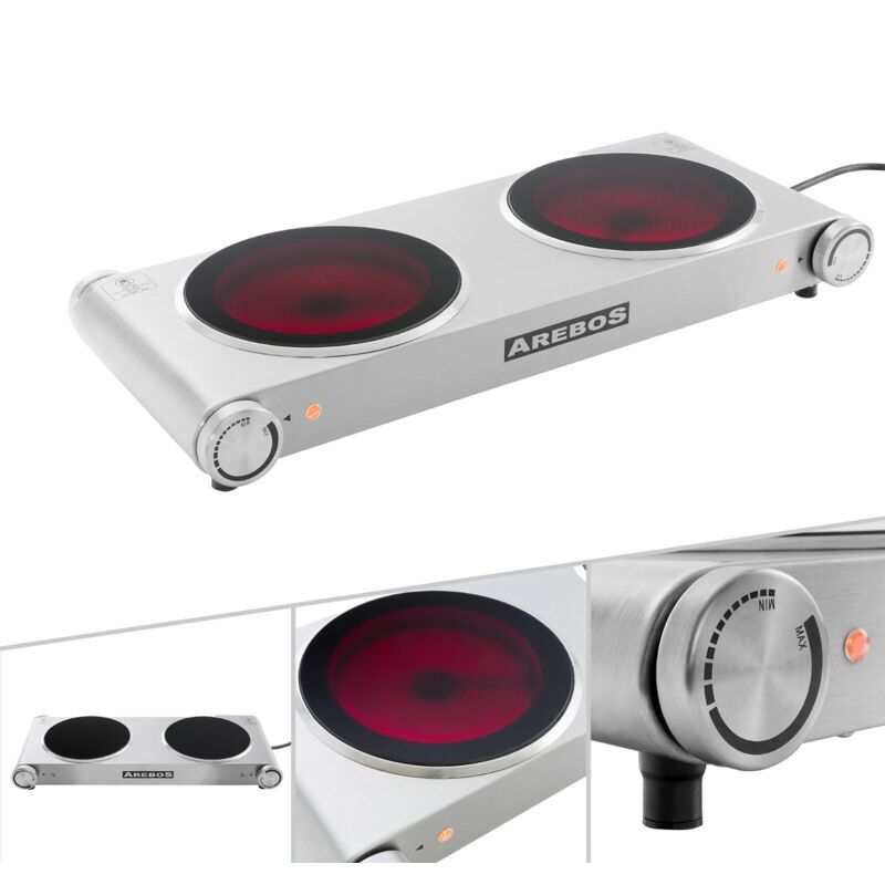 

Hornillo eléctrico 2400 W - Fogón Placa de Cocina - Plateado - Arebos