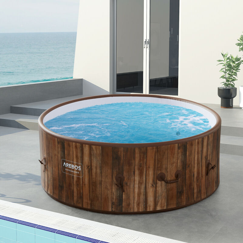 

AREBOS In-Outdoor Whirlpool Spa Piscina Bienestar Calefacción Masaje Inflable - Aspecto madera