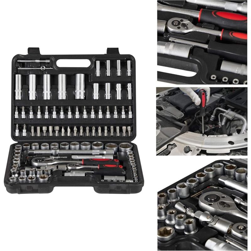 Arebos - Mallette à outils 108 pièces Jeu de douilles Outils Douilles Cliquet Boîte