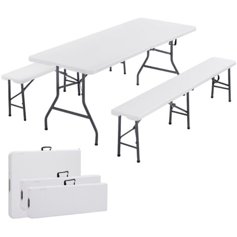 AREBOS Juego de Marquesina Juego de Mesa de Cerveza Mesa de Camping Plegable