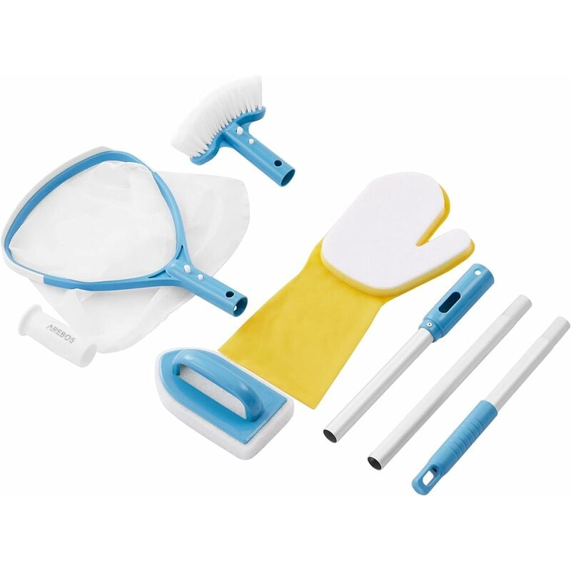 Arebos - Spa Kit de Nettoyage de Piscine Kit d'entretien de Piscine 5 pièces Kit d'entretien de Piscine Accessoires pour Spa Kit - Bleu
