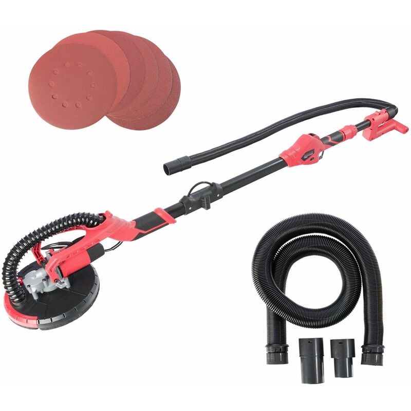 Telescopic Drywall Sander 750 W Standard Model Dust Suction, Pads, GS - Red - Arebos