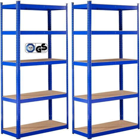 Arebos – Lot de 2 rayonnages pour charges lourdes 180x90x30cm – Acier et MDF ignifuge – Charge max 875kg – Montage sans outil