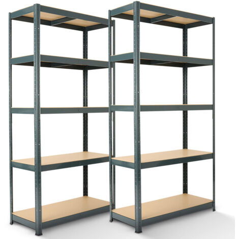 Arebos – Lot de 2 rayonnages pour charges lourdes – 5 étagères réglables – Acier galvanisé – Capacité 175 kg par étagère – Dimensions 180 x 90 x 30 cm