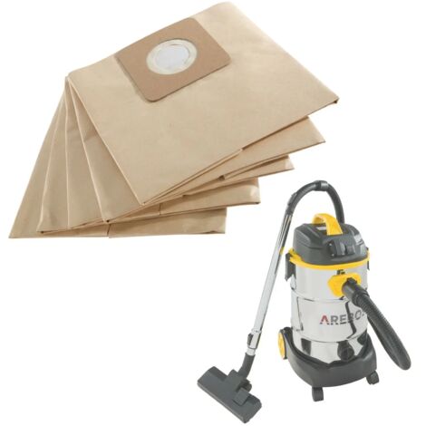Arebos – Lot de 5 sacs à poussière pour aspirateurs industriels 1600 W – Papier multicouche résistant – Pour sciage et nettoyage de feuilles