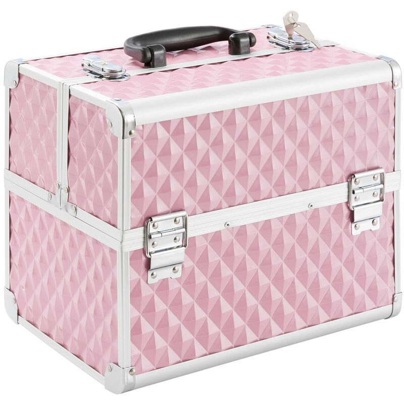 

AREBOS Maletín de maquillaje Neceser de belleza Maletín de belleza Maletín duro Joyero - Rosa