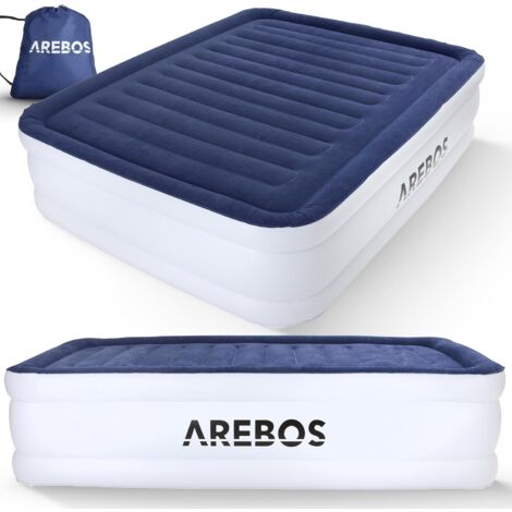 Arebos – Matelas gonflable autogonflant 203 x 152,5 x 51 cm – Pompe électrique intégrée – Capacité 295 kg – Sac de transport inclus