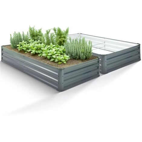 AREBOS Metall Hochbeet 2x 180 x 90 x 30 cm Gartenbeet Pflanzbeet rostfrei Gemüsebeet