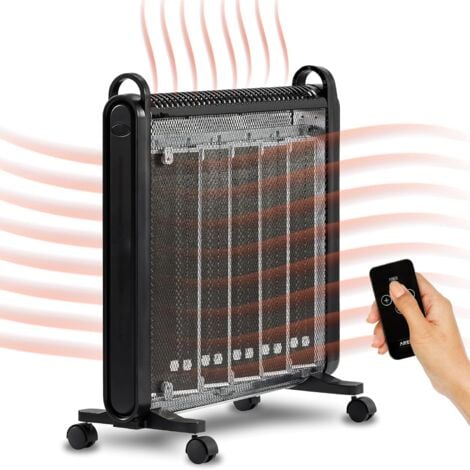 AREBOS Mica Convecteur 2000 W  chauffage électrique  chauffage électrique mobile à économie d'énergie  2 vitesses  noir