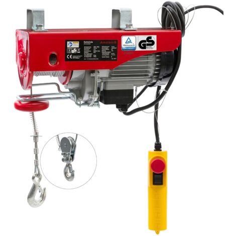 Arebos – Treuil électrique 1300W 400/800 kg – Moteur en cuivre – Vitesse de levage 8/4 m/min – Hauteur de levage 12/6 m – Télécommande 1,5 m