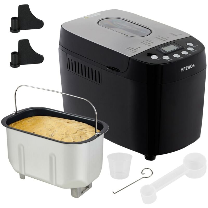 

Panificadora Capacidad 1500g 15 Programas 3 Niveles Automática 850W - Negro - Arebos