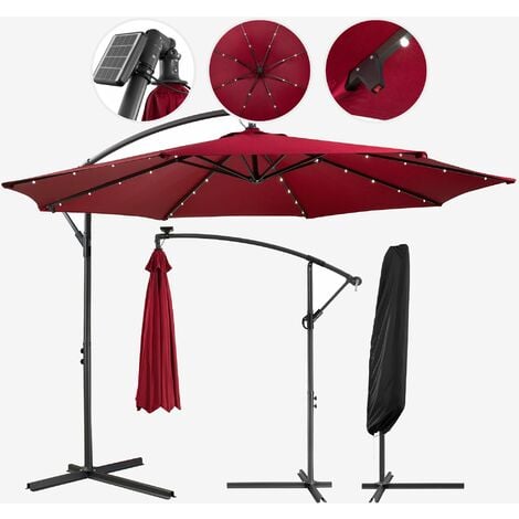 AREBOS Parasol avec LED Parasol terrasse, Parasol jardin pliable avec manivelle
