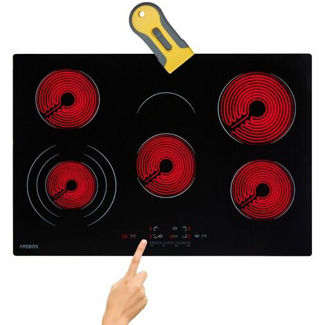 AREBOS Placa vitrocerámica autosuficiente 5 zonas de cocción 77 cm 8700 W