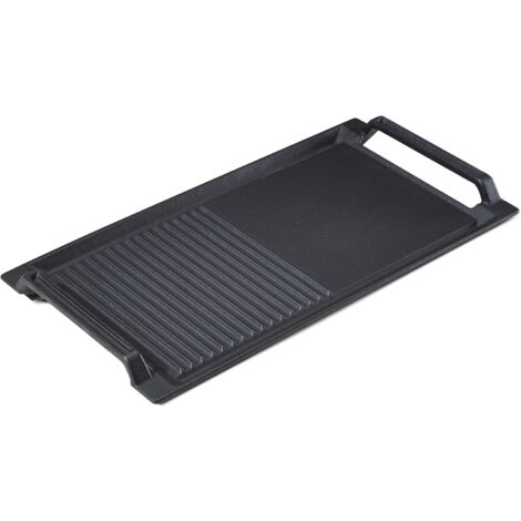 Arebos – Plaque de gril induction en fonte 43,6 x 22,9 cm – Surface lisse et nervurée – Compatible avec plaques à induction – Poids 5 kg
