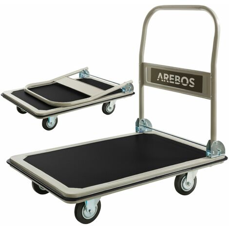 Arebos Platform Cart Hand Trolley Heavy Duty Transport Folding 300kg 661lbs