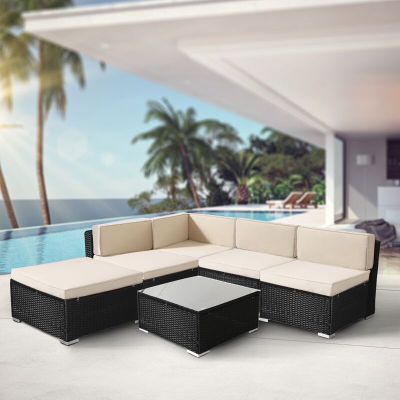 AREBOS® Polyrattan Garden Furniture Garden Set Lounge Set Seating Group Black