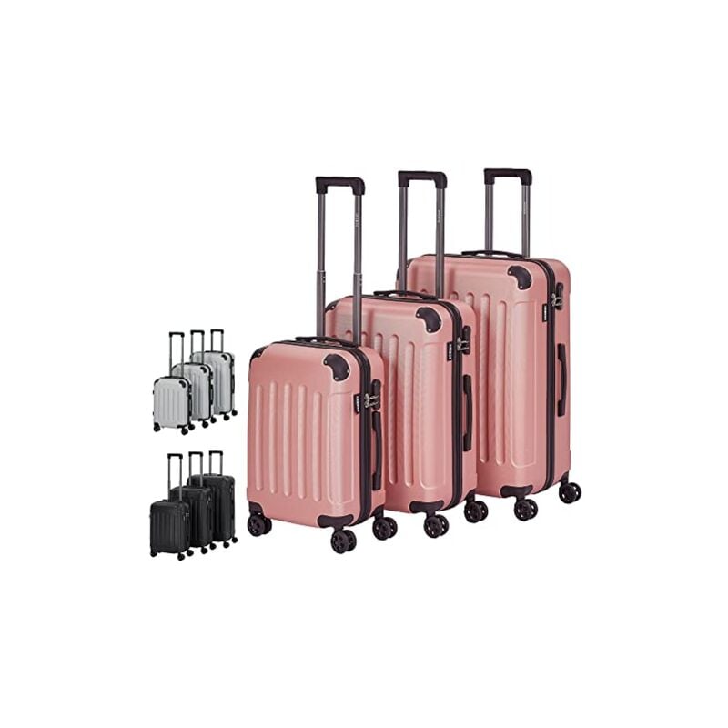 Arebos - Set de 3 valises de voyage Valises à coque dure Set de valises m-l-xl Rosé Gold