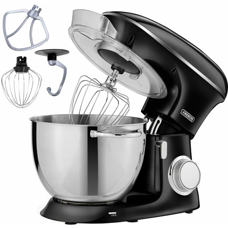 

Procesador Alimentos 1500W XXL 8L Tazón Mezcla Acero Inoxidable 6 Ajustes - Negro - Arebos
