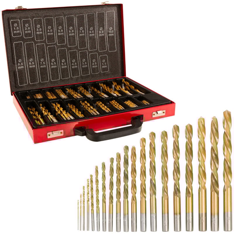 AREBOS Punte da trapano 170 pz 1-10 mm HSS con