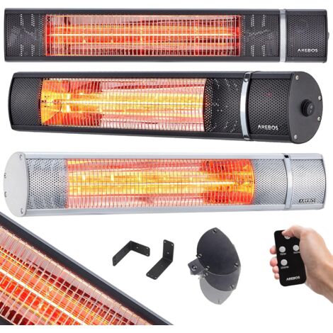 AREBOS Radiateur Infrarouge Réchauffeur Émetteurs Infrarouges Chauffage de Patio 2000W Noir