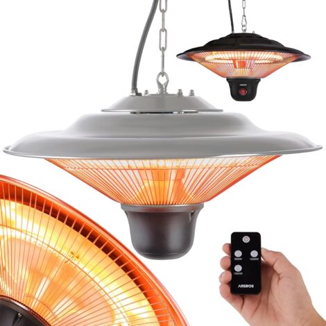 AREBOS Radiateur Plafond Chauffage Infrarouge 1500W avec Télécommande Chauffage très Rapide - Argent