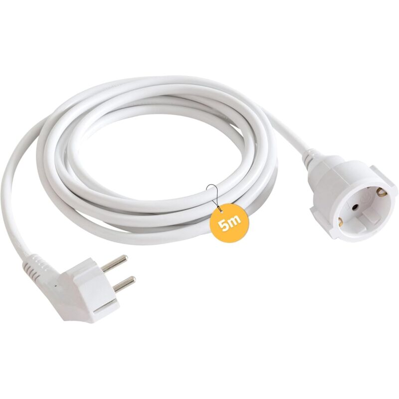 Arebos - Rallonge Rallonge Schuko IP20 intérieur Câble en Plastique 5 m / 1,5 mm² Blanc Arebos - Rallonge Rallonge Schuko IP20 intérieur Câble en Plastique 5 m / 1,5 mm² Blanc