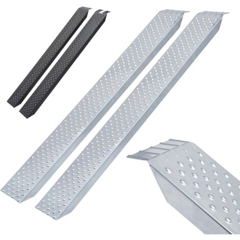 Arebos – Rampe de chargement 2 x 400 kg – Acier galvanisé – Surface antidérapante perforée – Dimensions 160 x 22,5 x 5 cm