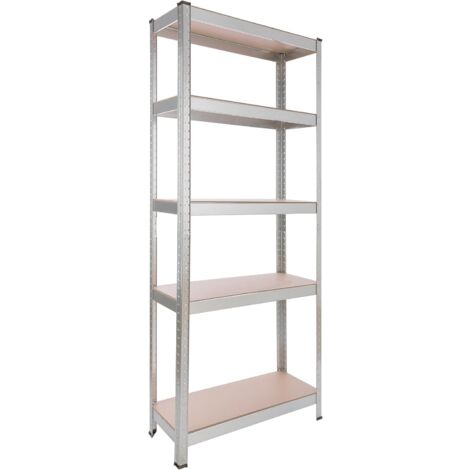 Arebos – Rayonnage lourd 180 x 75 x 30 cm – 5 étagères 70 kg chacune – Acier zingué et MDF ignifuge – Charge maximale 350 kg