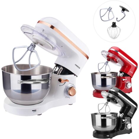 Arebos – Robot pâtissier 1500W 6L en acier inoxydable – 6 vitesses – Technologie d'agitation planétaire – Bol facile à nettoyer