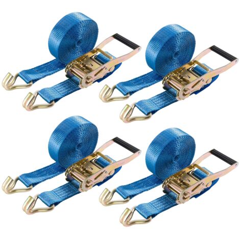 Arebos – Lot de 4 sangles d'arrimage 8 m – Charge maximale 4000 kg – Polyester indéchirable – Points de couture renforcés