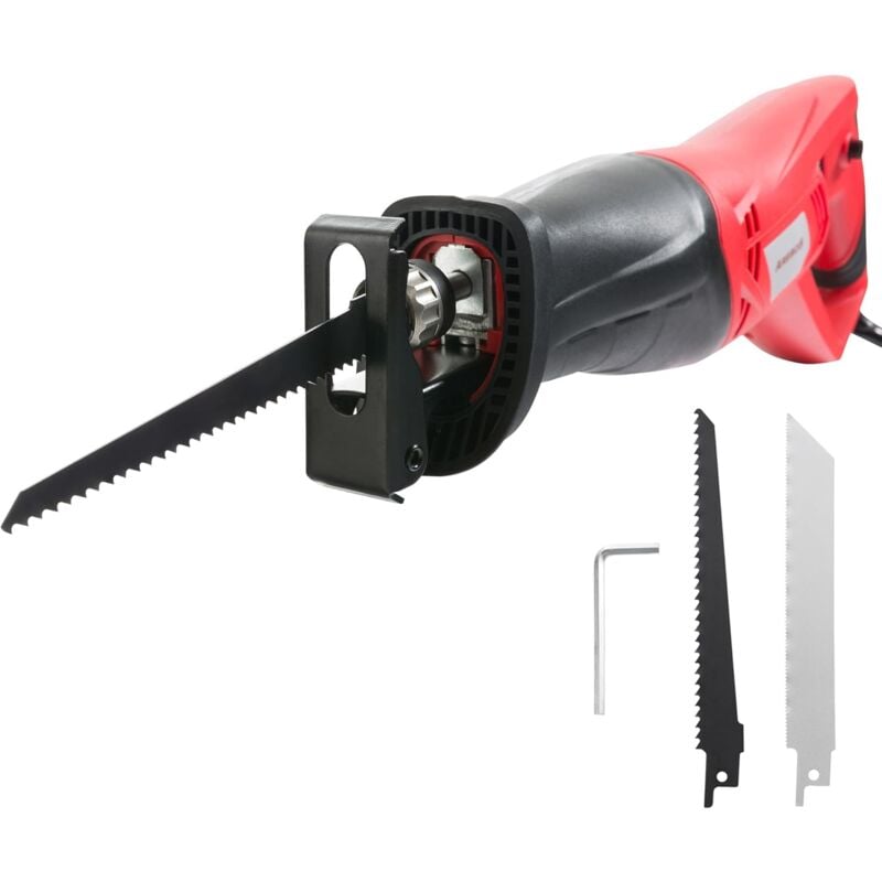 Arebos - Scie Sabre Scie a Bois électrique 750 w Noir Rouge 130 mm en Bois et en Métal Patin de Guidage Réglable