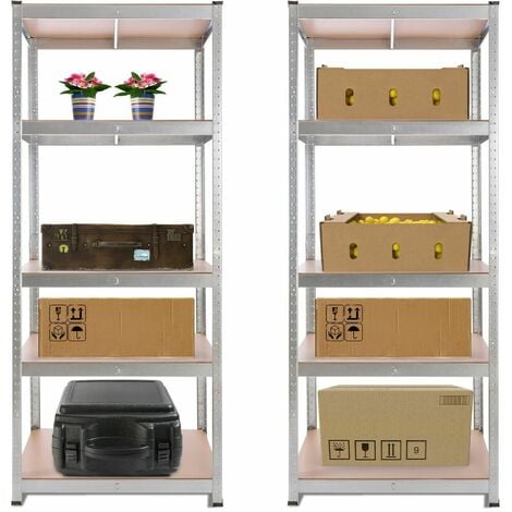 AREBOS Set 2 scaffali robusti a incastro per cantina magazzino e officina in metallo