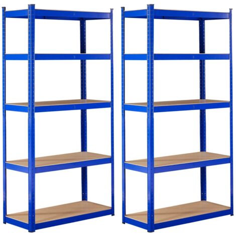 AREBOS Set of 2 Heavy Duty Shelving Cellar Shelving Boltless Shelving Storage Shelving Workshop Shelving Blue