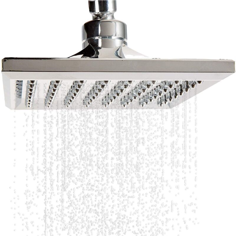 Image of Shower head square for solar shower overhead shower rain shower shower head single - silver - Arebos