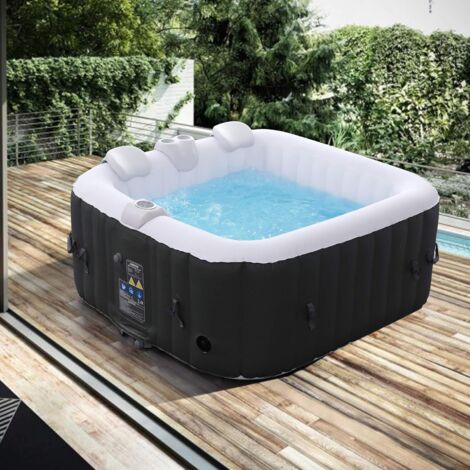 Arebos – Spa gonflable 4 personnes 154x154cm – 910L – 100 jets de massage – Gonflage automatique – Température jusqu'à 40°C