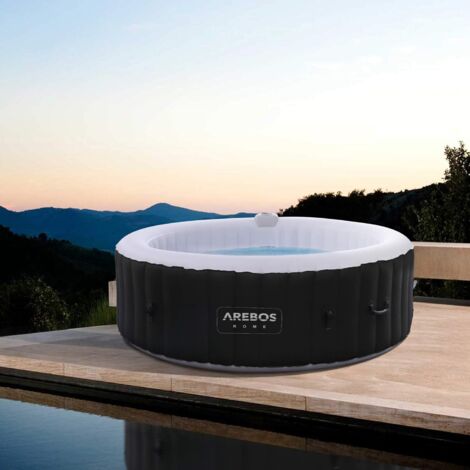 Arebos – Spa gonflable 6 personnes avec éclairage LED – Diamètre 208 cm – Capacité 1000 L – 130 jets de massage – Gonflage automatique